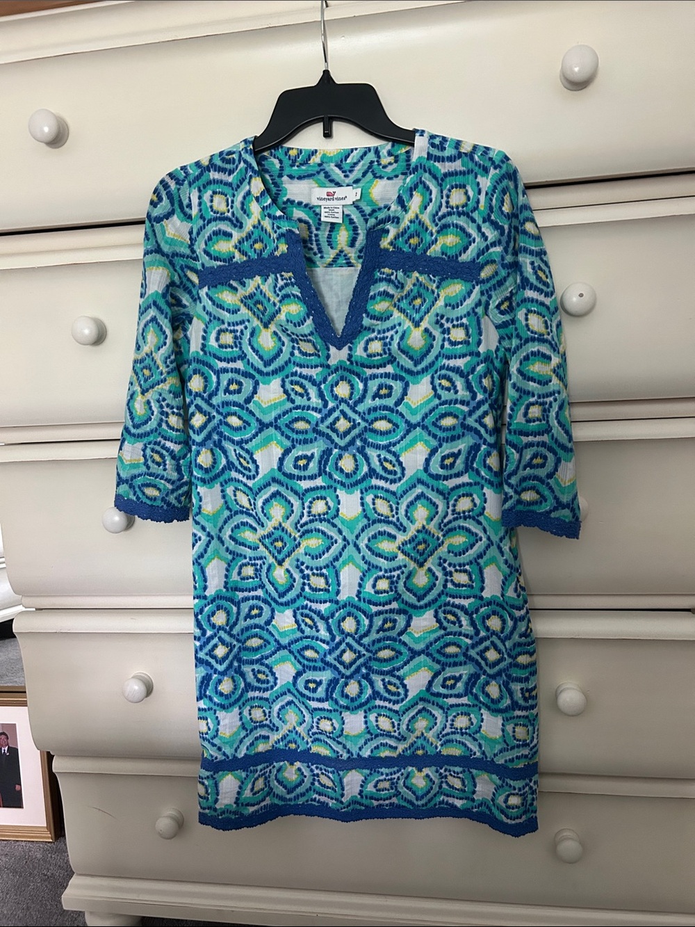 Vineyard Vines Blue & Aqua Patterned dress